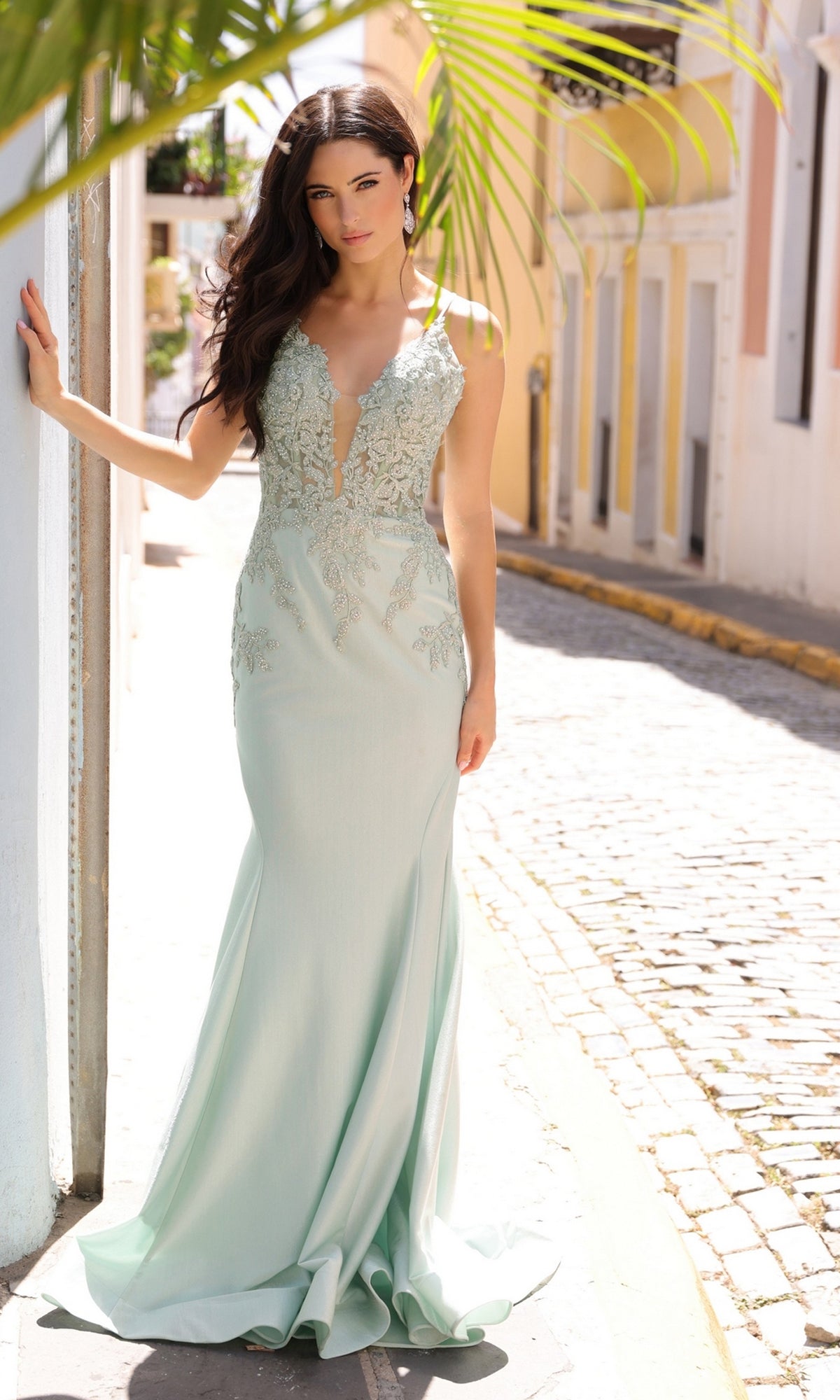 Lace-Up Embroidered Bodice Long Prom Dress G1364