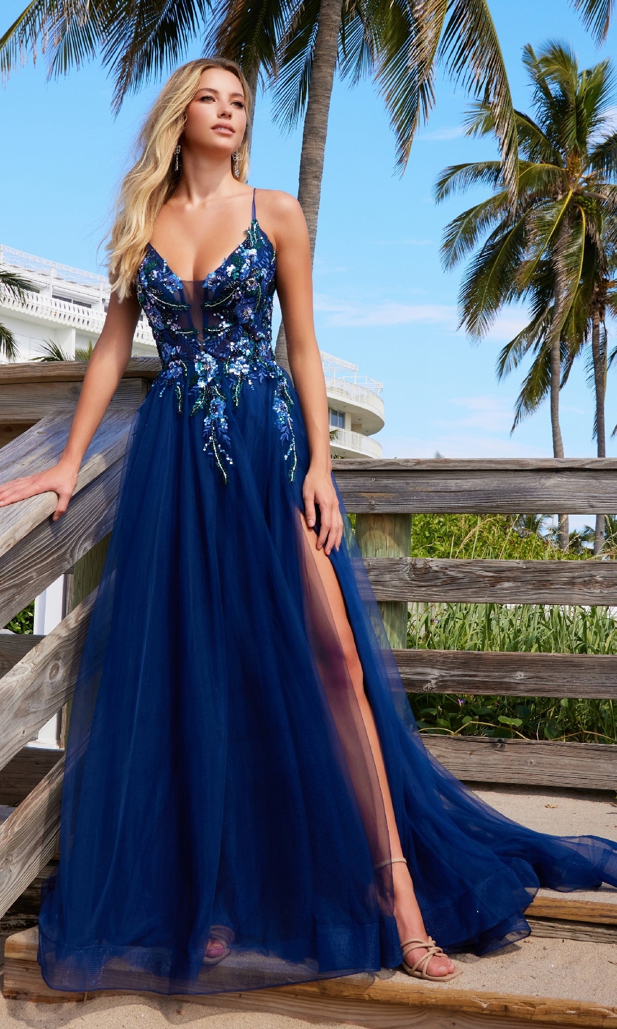 Lace-Up Long A-Line Prom Dress: Nox Anabel G1649