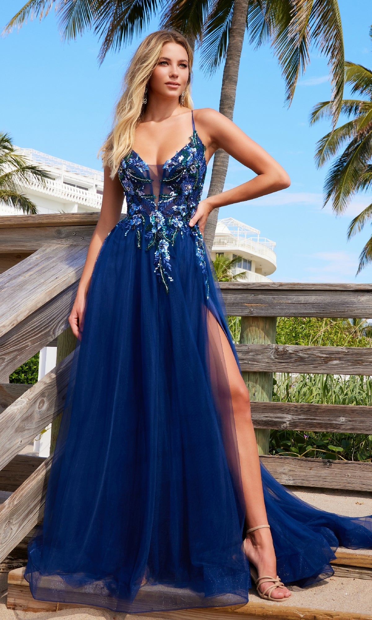 Lace-Up Long A-Line Prom Dress: Nox Anabel G1649