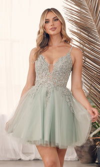 Babydoll Lace-Bodice Short Homecoming Dress G785