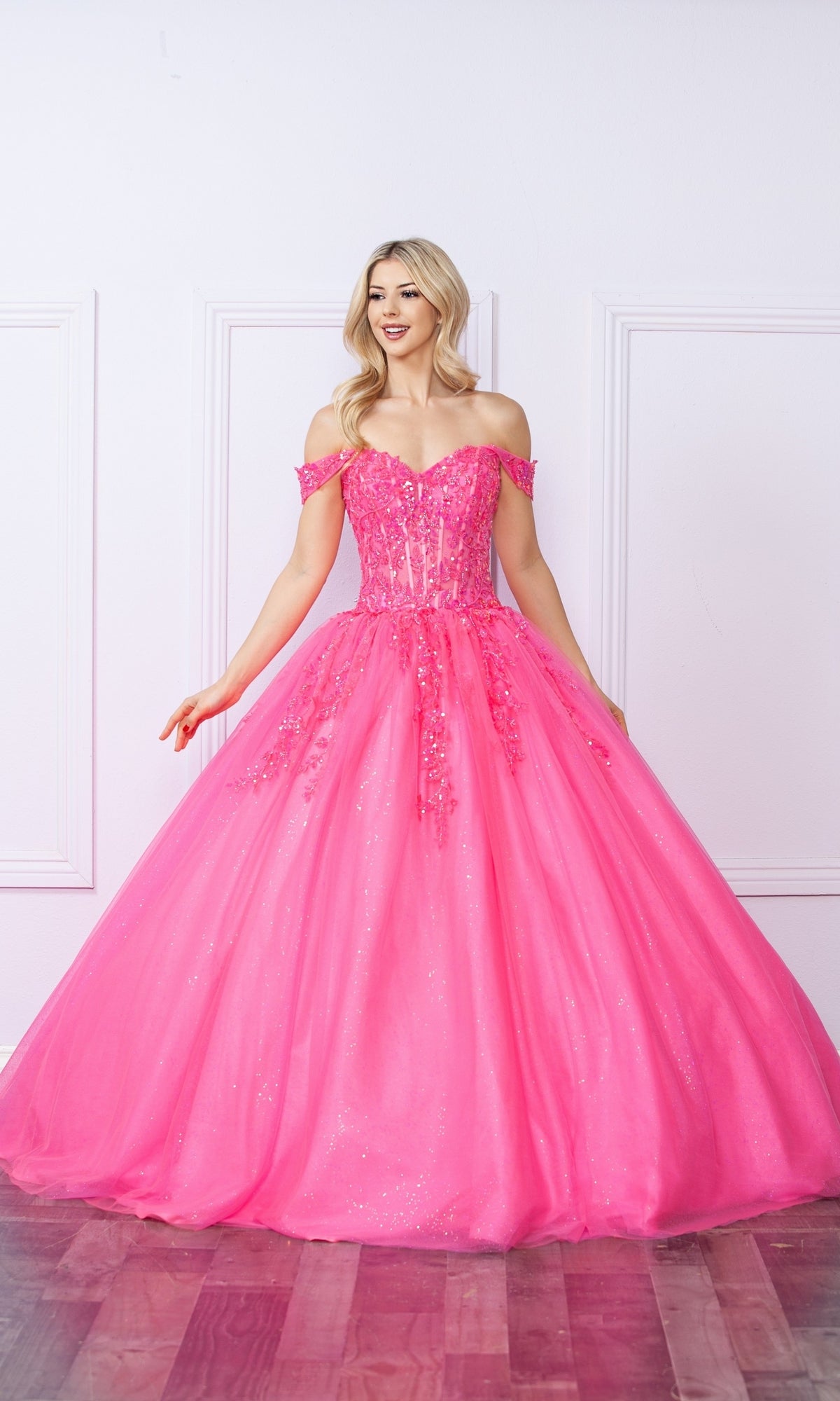 Bright Off-the-Shoulder Long Prom Ball Gown H1349