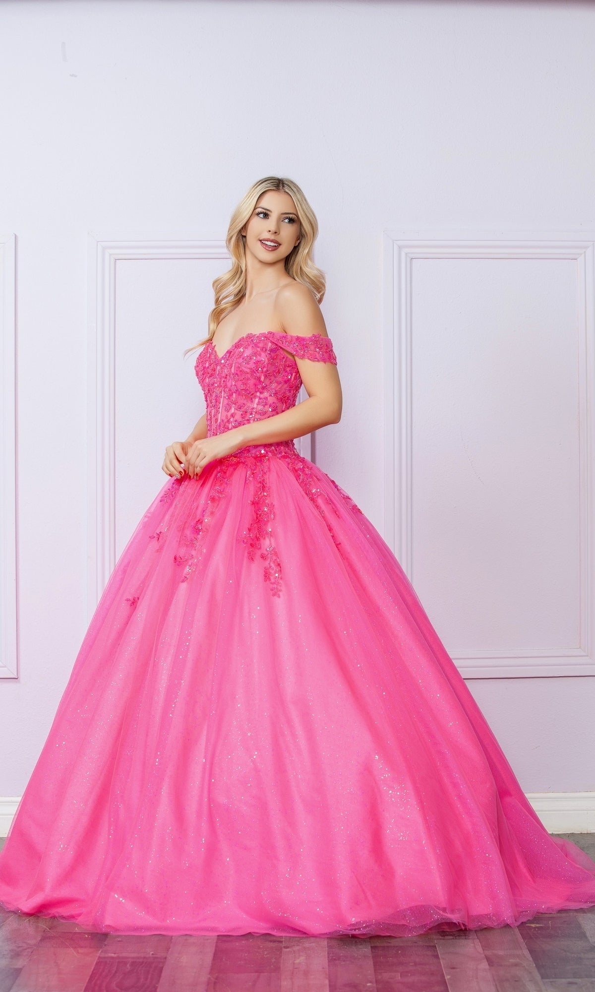 Bright Off-the-Shoulder Long Prom Ball Gown H1349