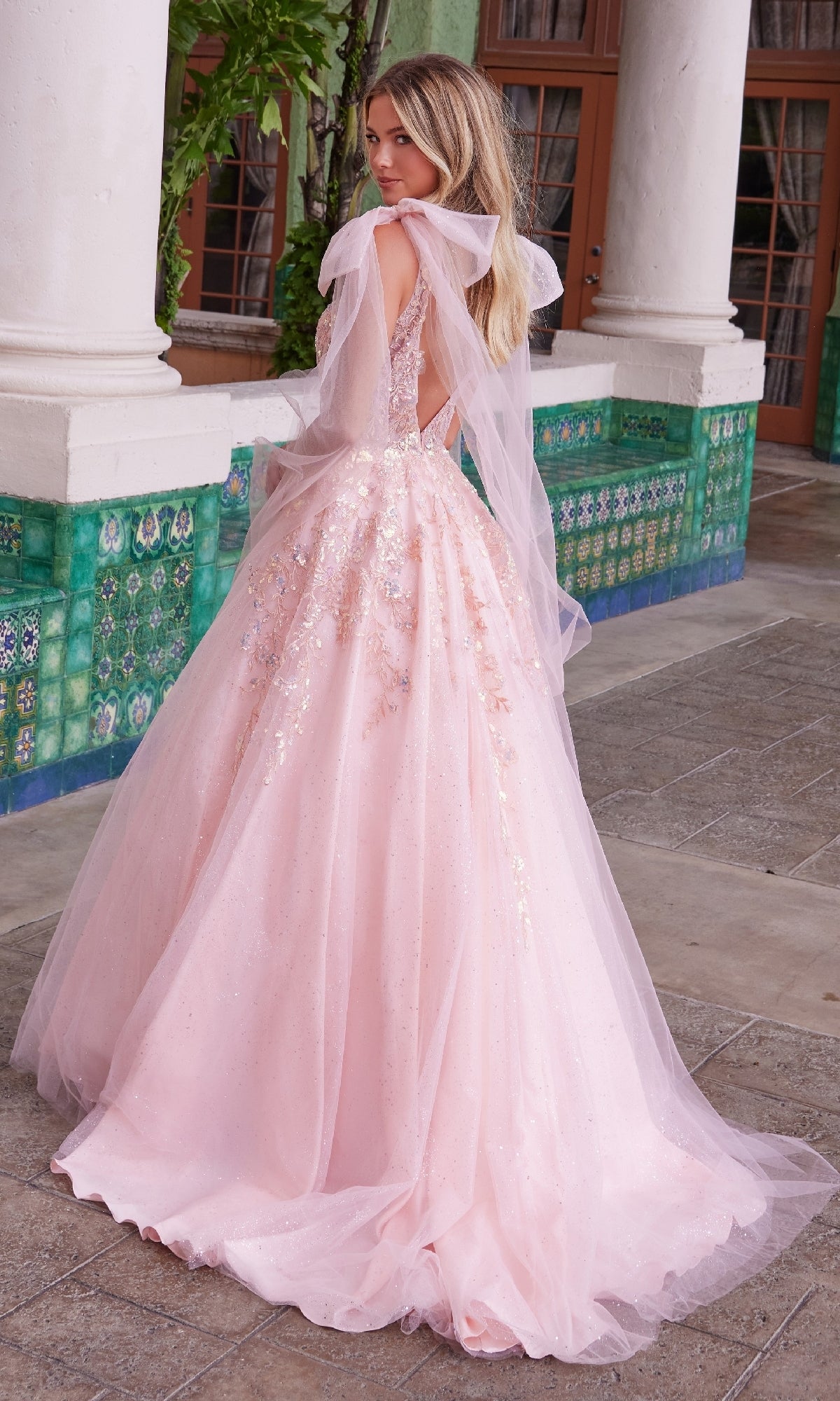 Shoulder-Bows Long Prom Dress: Nox Anabel H1680