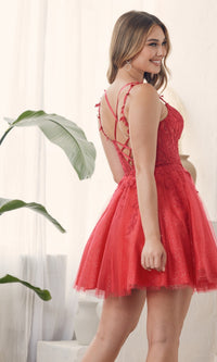 Sheer-Waist Short Babydoll Homecoming Dress H784