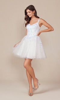 Short White Glitter A-Line Homecoming Dress H846W