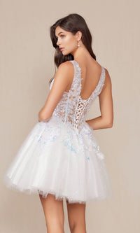 Short White Glitter A-Line Homecoming Dress H846W