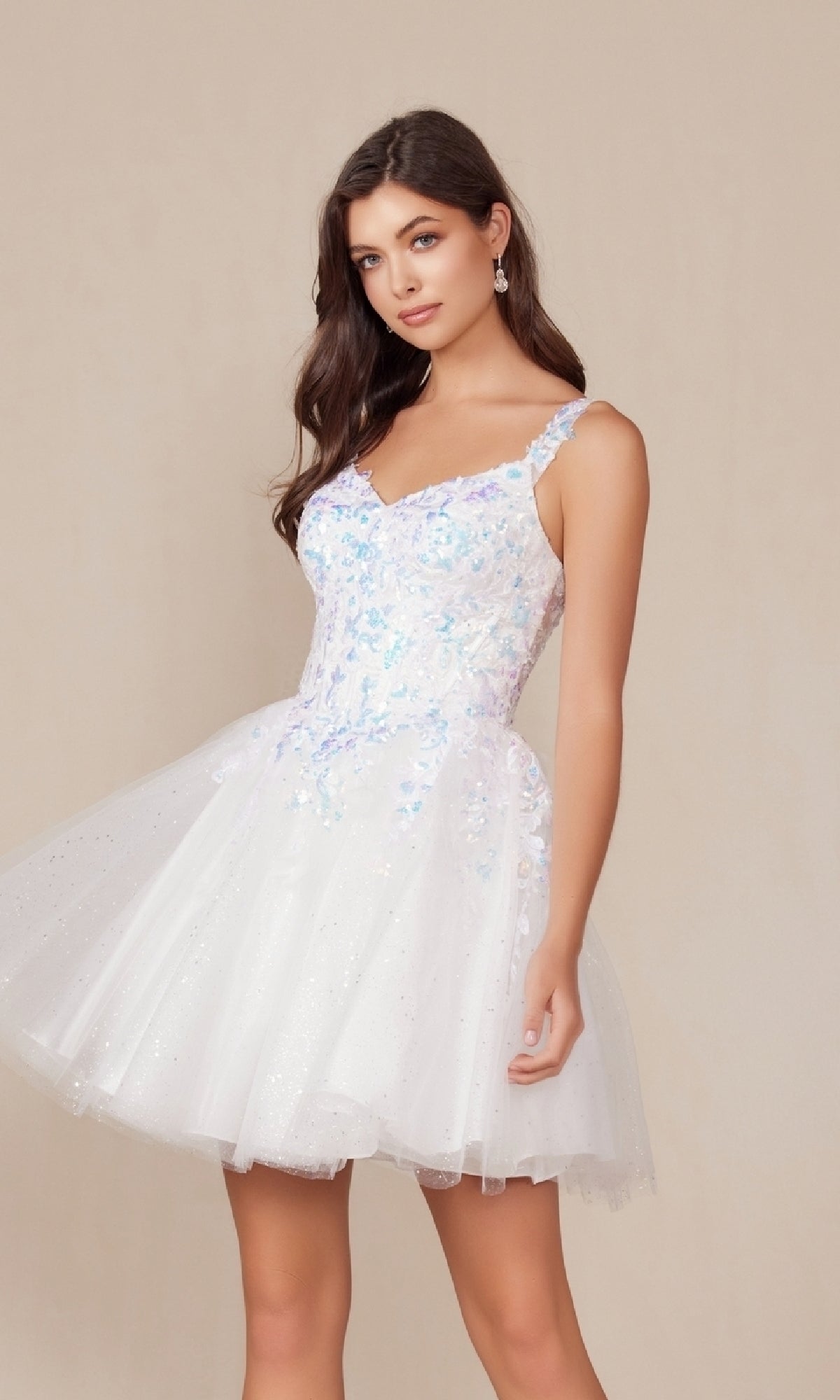 Short White Glitter A-Line Homecoming Dress H846W