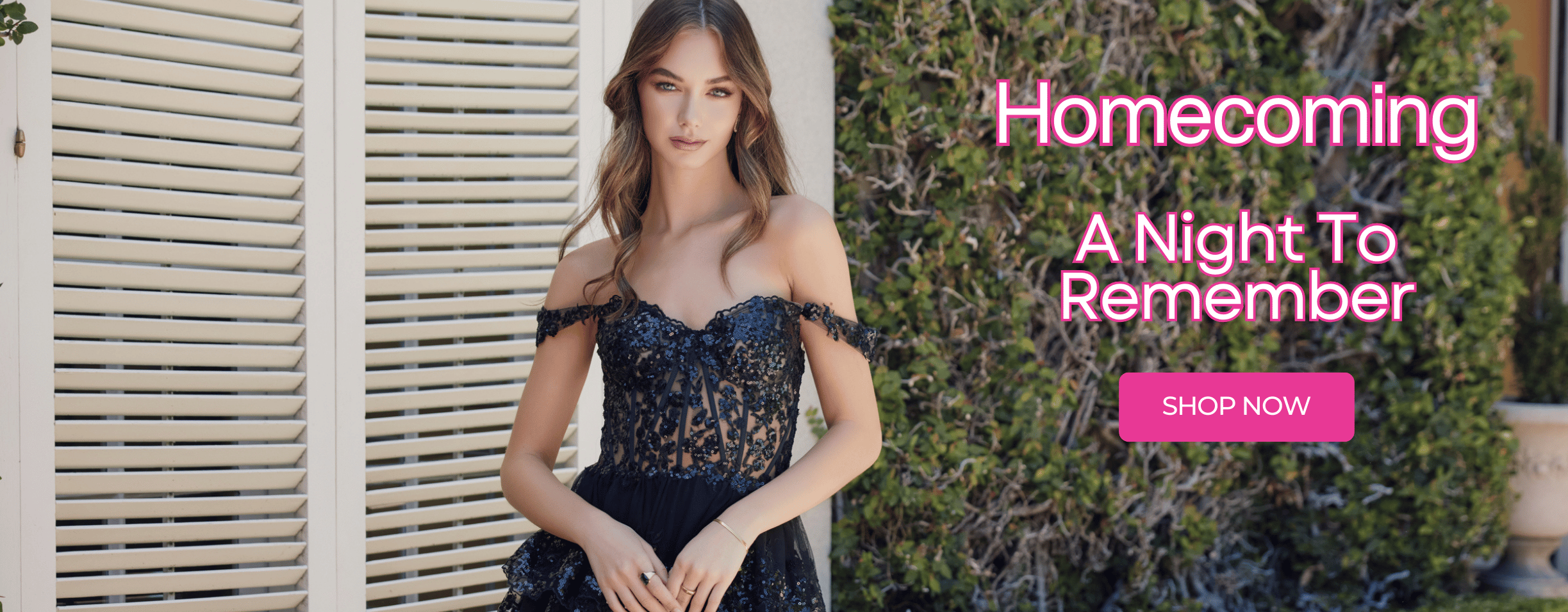 Black off the shoulder homecoming dress with sheer lace corset linking to homecoming dresses