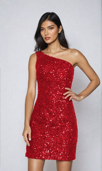 One-Shoulder Short Sequin Homecoming Dress 8804