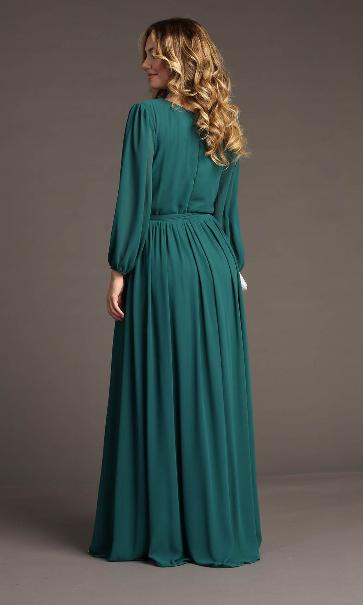 Long-Sleeve Long Formal Dress: Chicas J012B