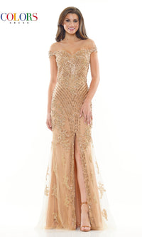 Off-Shoulder Beaded Prom Dress: Colors Dress J131