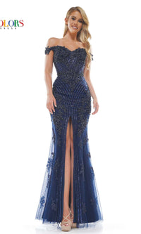 Off-Shoulder Beaded Prom Dress: Colors Dress J131