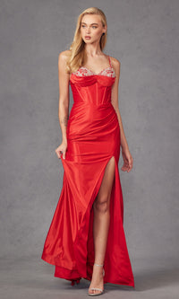 Embellished-Corset Long Prom Dress: Juliet JT2434A