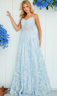 Embroidered-Lace Long A-Line Prom Dress JVN06474