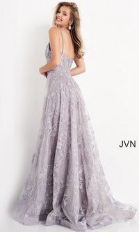 Embroidered-Lace Long A-Line Prom Dress JVN06474