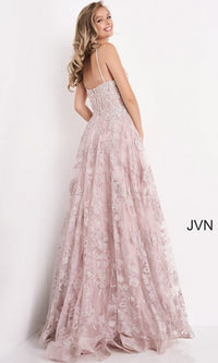 Embroidered-Lace Long A-Line Prom Dress JVN06474