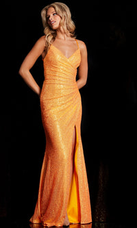 Sequin V-Neck Long Prom Dress JVN23374