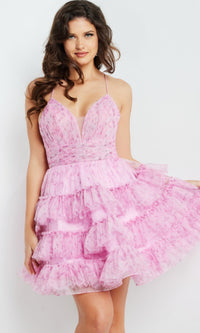 JVN by Jovani Ruffled Pink Party Dress JVN36844