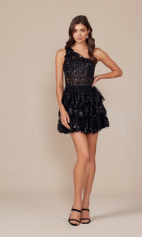 One-Shoulder Short Sequin Homecoming Dress K855