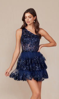 One-Shoulder Short Sequin Homecoming Dress K855