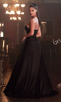 Sheer Leg Slit Sexy Long Black Formal Dress KV1059