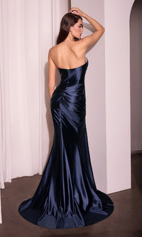 Strapless Long Satin Prom Dress: Ladivine KV1118