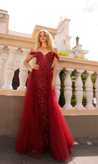 Overskirt Long Sequin Prom Dress: Nox Anabel L1362