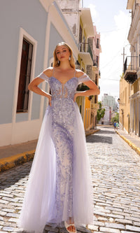 Overskirt Long Sequin Prom Dress: Nox Anabel L1362