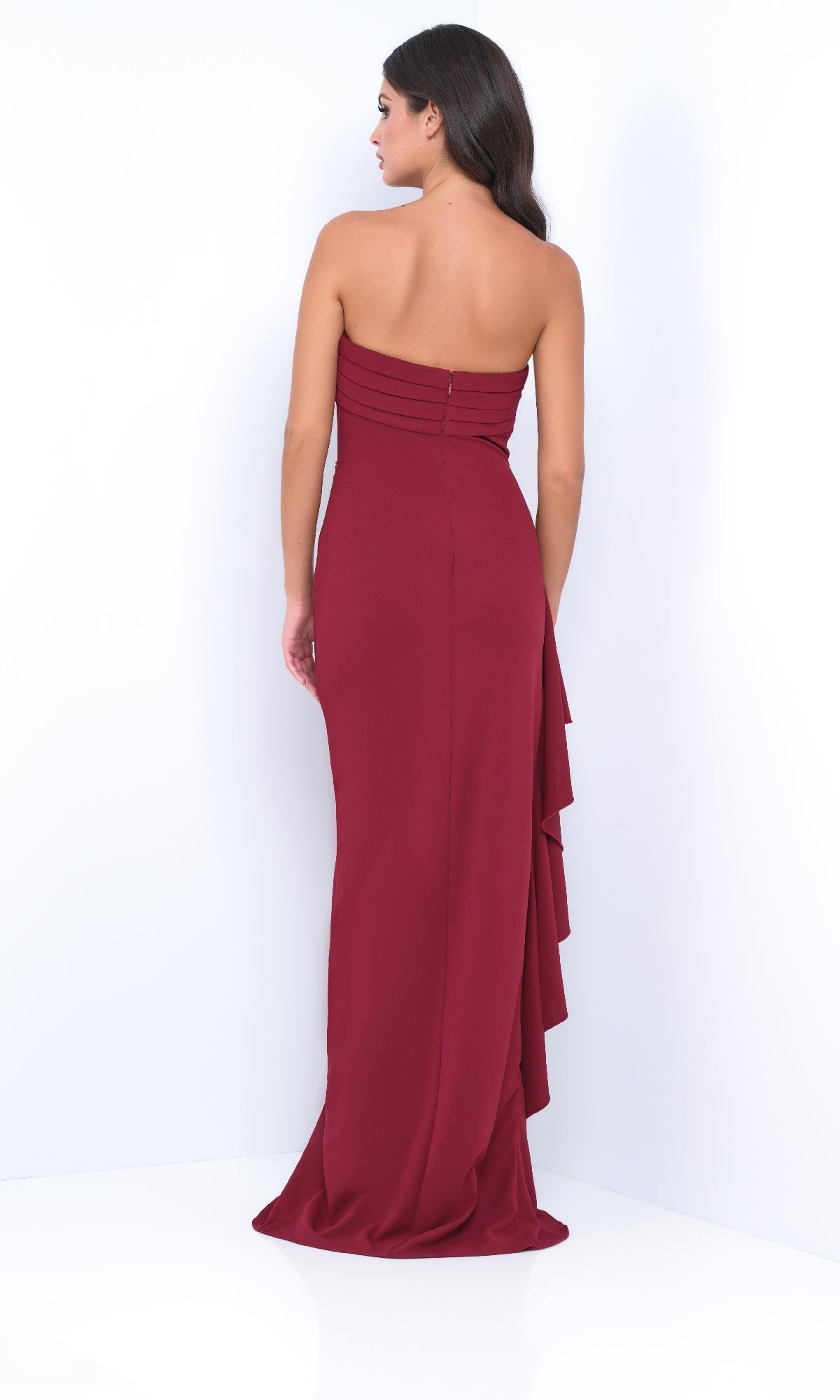 Strapless Long Ruffle Prom Dress: Velvi Marie