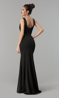 Simple V-Neck Long Formal Jersey Prom Dress 8152