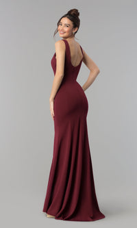 Simple V-Neck Long Formal Jersey Prom Dress 8152