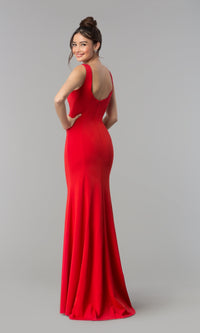 Simple V-Neck Long Formal Jersey Prom Dress 8152