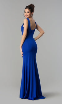 Simple V-Neck Long Formal Jersey Prom Dress 8152