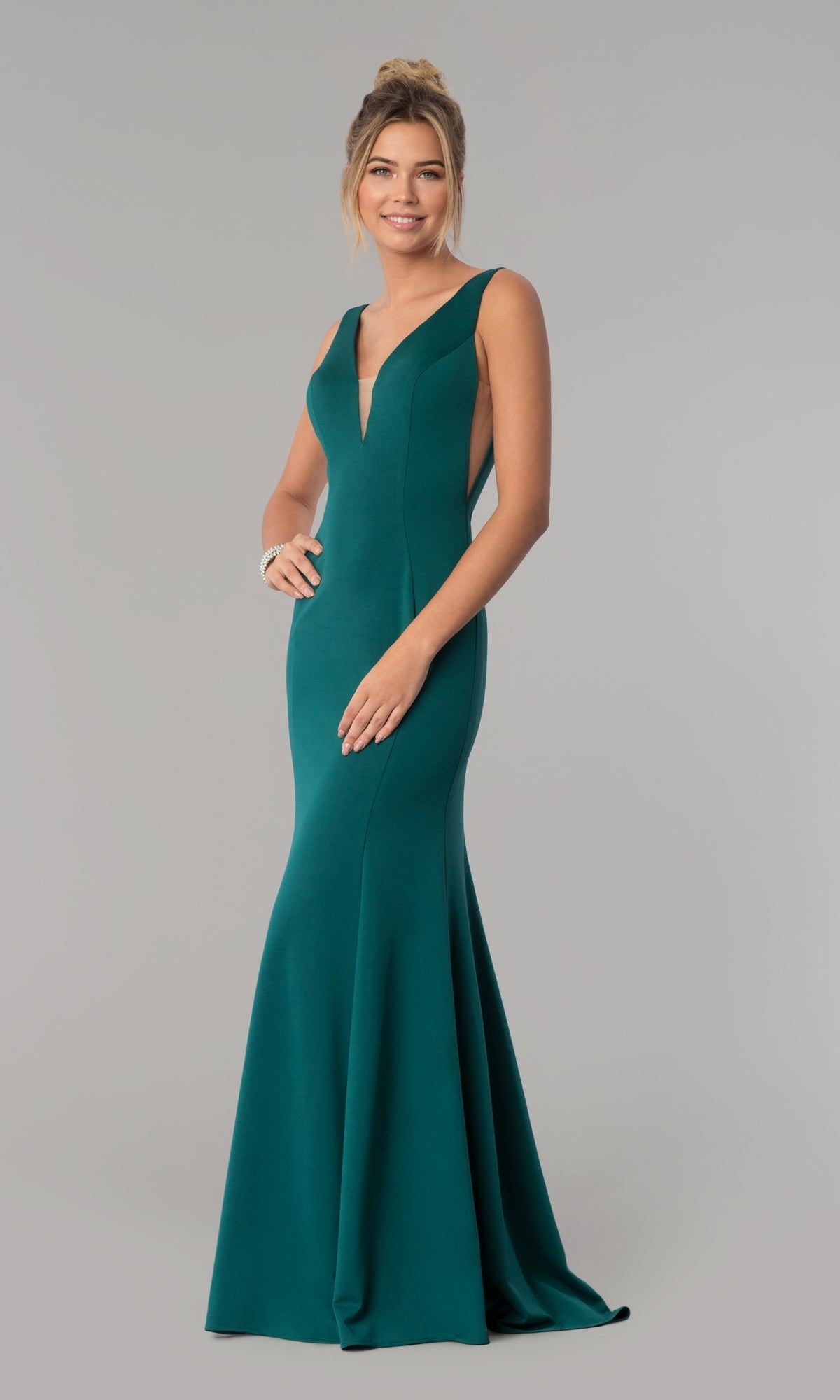 Sleeveless V-Neck Long Formal Prom Dress 8158