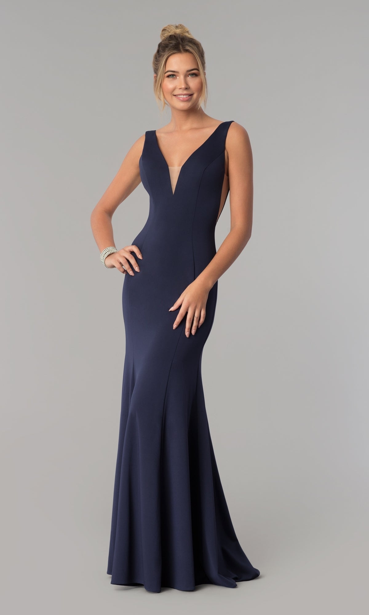 Sleeveless V-Neck Long Formal Prom Dress 8158