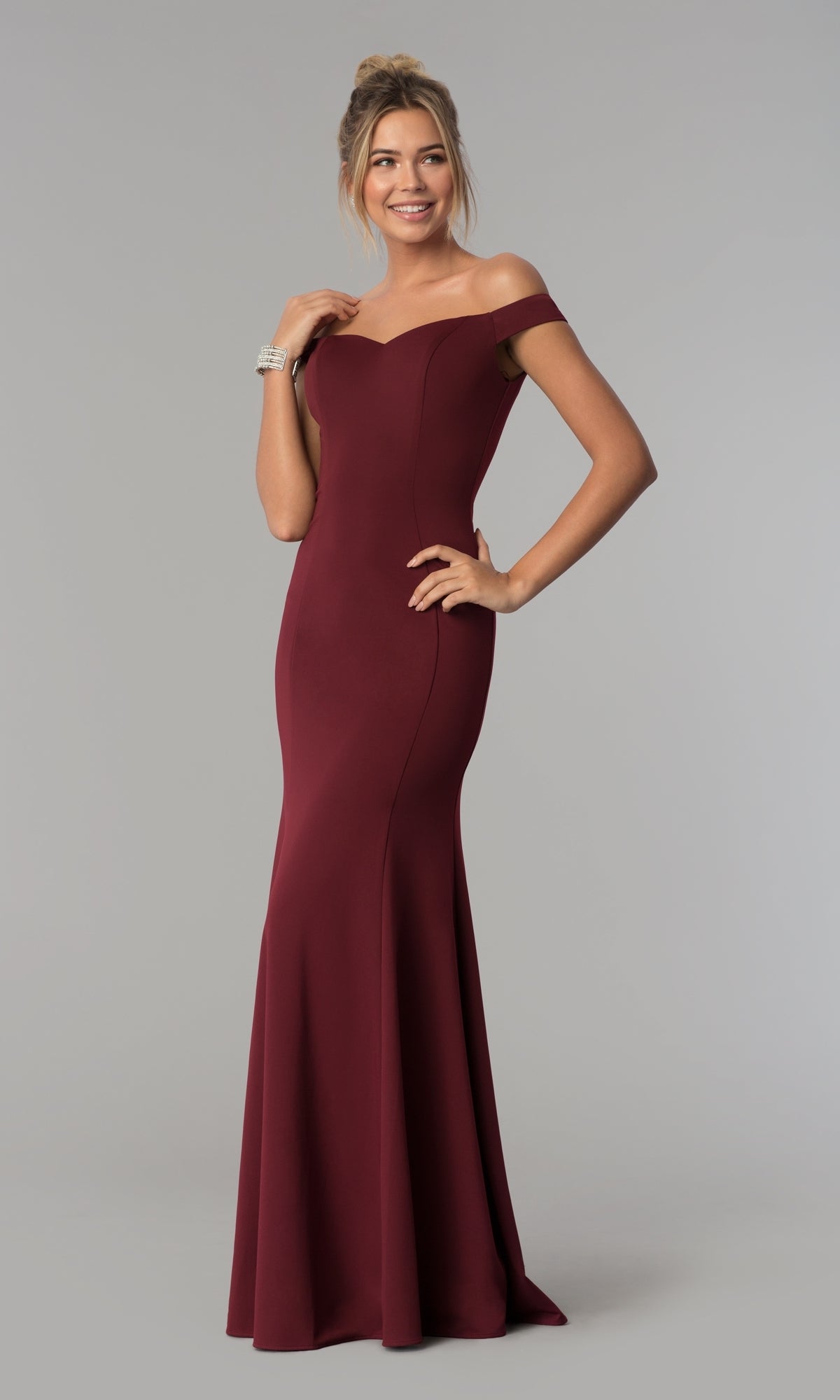 Simple Off-the-Shoulder Long Formal Prom Dress 8160