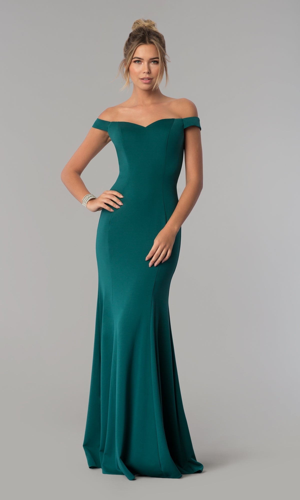 Simple Off-the-Shoulder Long Formal Prom Dress 8160