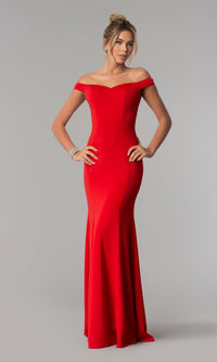 Simple Off-the-Shoulder Long Formal Prom Dress 8160