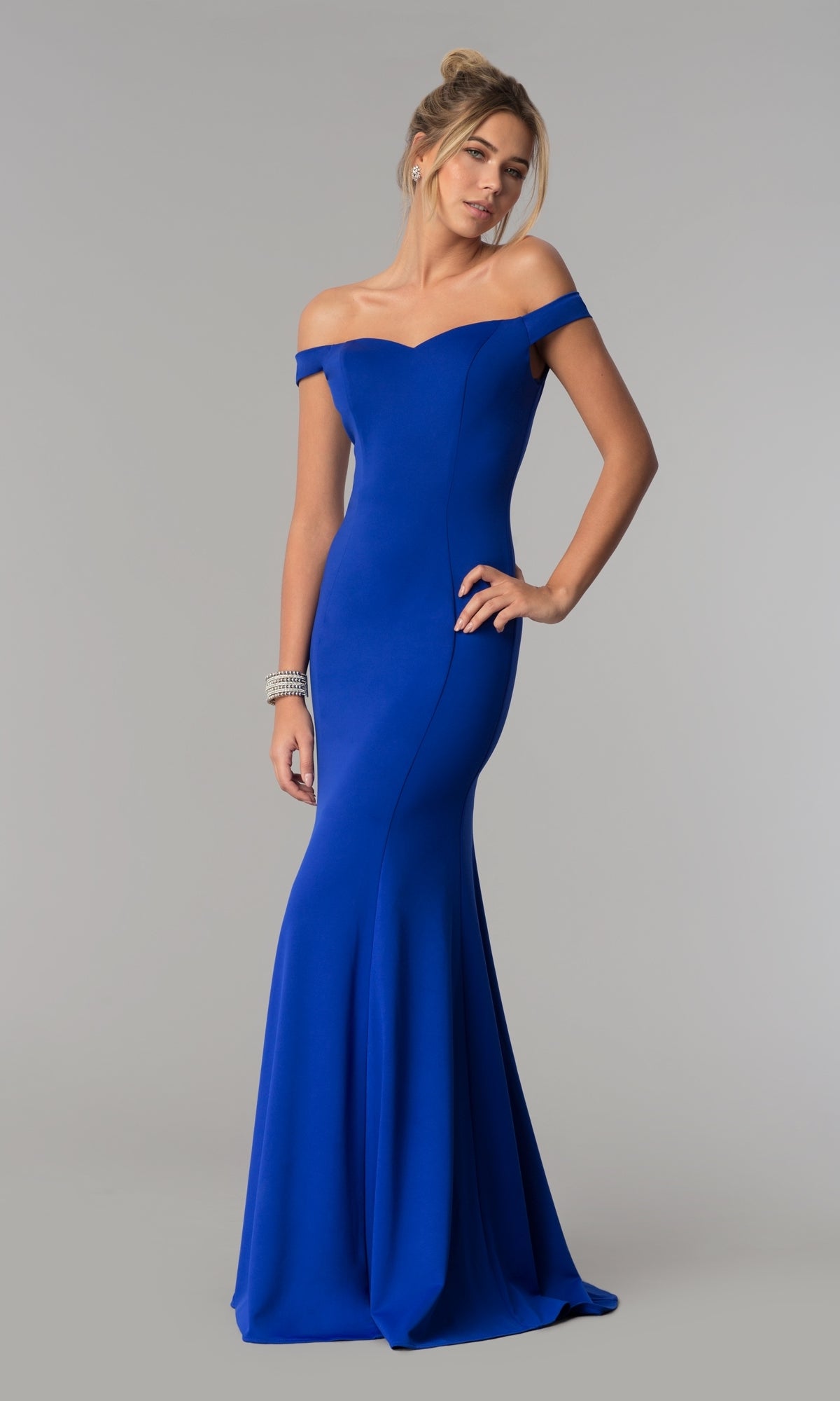 Simple Off-the-Shoulder Long Formal Prom Dress 8160