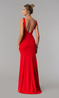 Sheer-Sided Backless Long Formal Prom Dress 8168