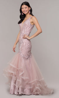 Embroidered V-Neck Mermaid Formal Prom Dress 8320