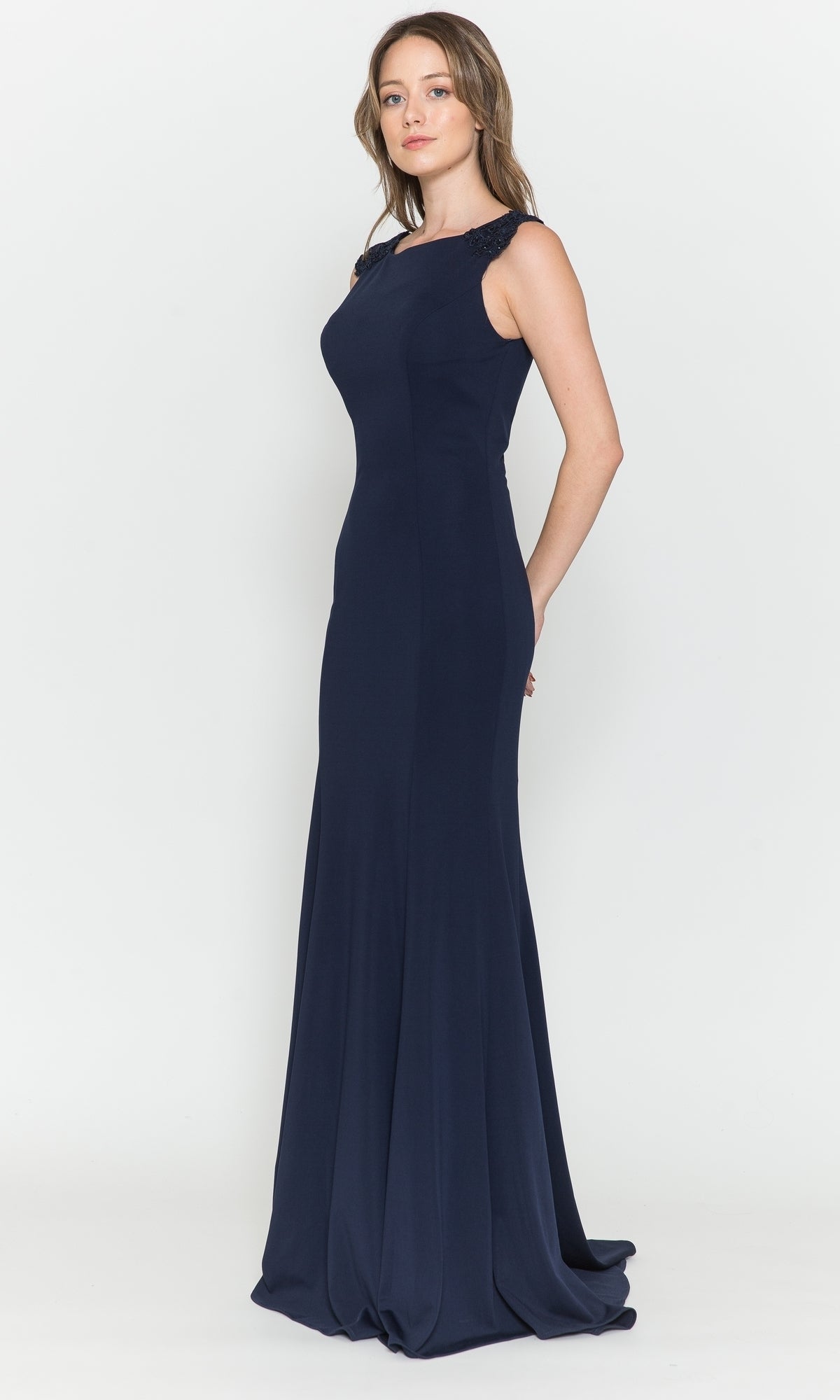 High-Neck Simple Long Jersey Prom Dress 8566