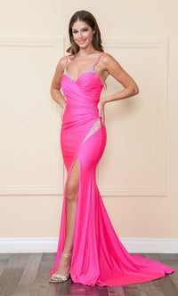 Faux-Wrap Long Stretch-Jersey Prom Dress 9042