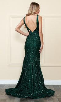 V-Neck Long Sequin Prom Dress 9108