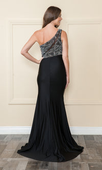 One-Shoulder Long Jersey Prom Dress: Poly USA 9116