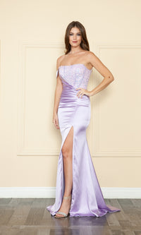 One-Shoulder Sequin-Bodice Long Prom Dress 9178