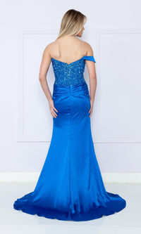 One-Shoulder Sequin-Bodice Long Prom Dress 9178