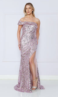 One-Shoulder Long Sequin Prom Dress 9180