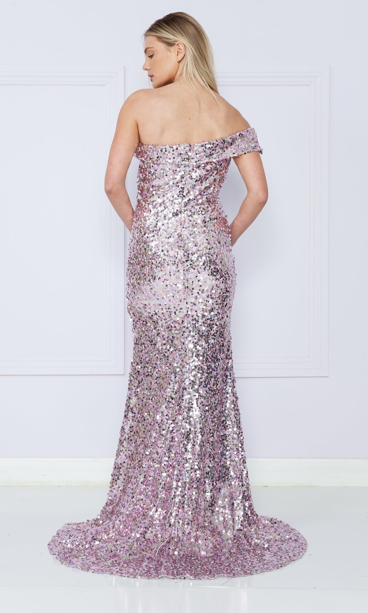 One-Shoulder Long Sequin Prom Dress 9180