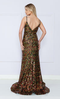 Multi-Colored Sequin Long Prom Dress 9182